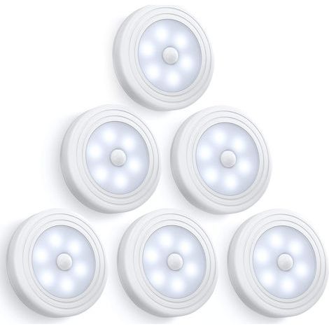 Luz con sensor de movimiento, luz para armario, luz de pared [juego de 6], se instala en cualquier lugar con (1/5)