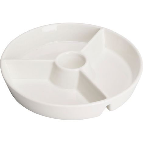 Plateau rond pour apéritifs avec compartiments et espace pour la sauce, Ø 19,5 cm