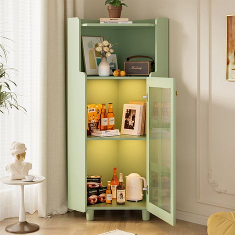 Armoire d’angle, éclairage LED, 124 cm, pour salle de bain, commode multifonctionnelle pour salon bibliothèque salle de bain