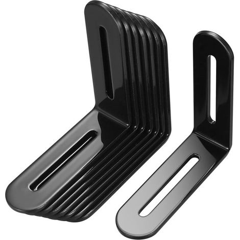 8-teiliges Wandhalterungsset, 80 x 80 mm Halterungen mit 2 verstellbaren Langschlitzen, 90°-Winkelhalterungen, Metall-Regalhalterungen, Schwarz (1/4)