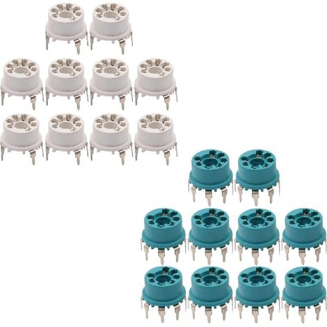 20 supports à 7 broches pour tubes électroniques compatibles avec les références B&W 6J1, 6Z4, 6X4, 12AE6, 6AT6, 6BK6, 12AV6, 6AQ6 et 6J5 (10 bleus et 10 blancs). WHBYV (1/4)