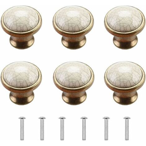 Serbia – Bouton de meuble en céramique 6 pièces – Design rétro shabby chic – Diamètre 3,6 cm – Vis incluses pour montage sur bois 18 mm (1/5)