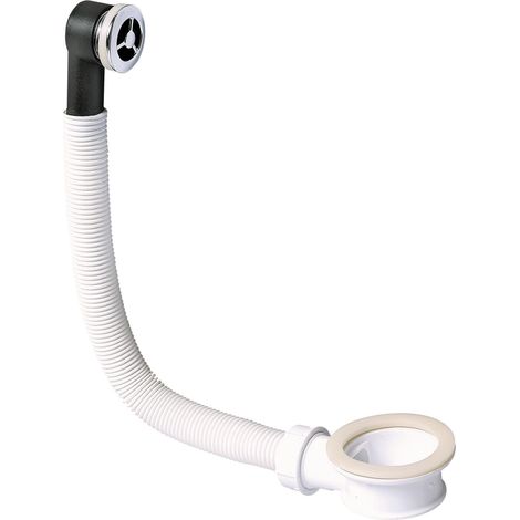 Trop-plein de lavabo flexible 300 mm avec grille ronde chromée Ø28 mm, Wirquin 39007001, chromé