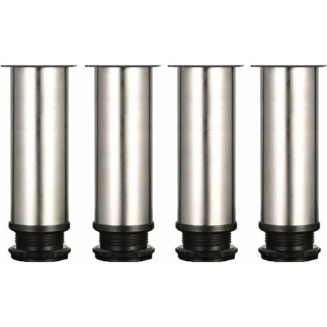 4 piedini regolabili, altezza 150 mm, piedini rinforzati per armadi, tavoli e altri mobili, in acciaio inox spazzolato, altezza regolabile da 0 a 15 mm. Forniti con viti in acciaio inox. (1/4)