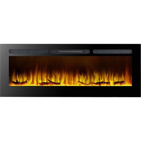 Kekai – Cheminée électrique murale encastrable 2000W – Dimensions 152,4x14x48 cm – Effet flamme 3D réglable 5 niveaux – Télécommande incluse (1/5)