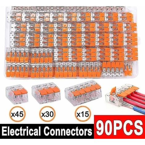 90 connecteurs électriques Wago 221, borniers à vis réutilisables