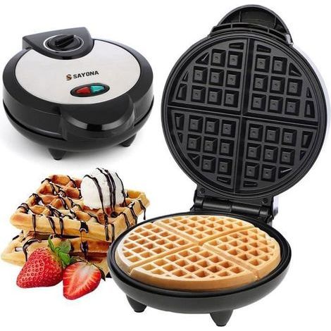 Gaufrier pour gaufres classiques, 1000w, Machine à petit gaufres avec revêtement anti-adhésif (1/4)