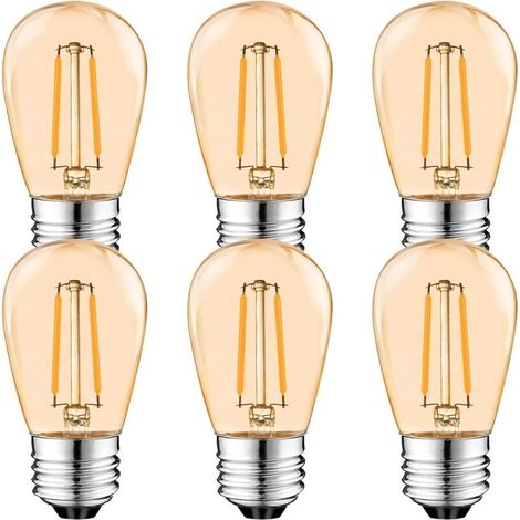 S14 E27 Edison LED Glühbirne,2W Vintage Filament Fadenlampe,Amber , Warmweiß 2700K, 360 ° Abstrahlwinkel, Nicht Dimmbar 6er-Pack [Classe énergétique G] (1/5)