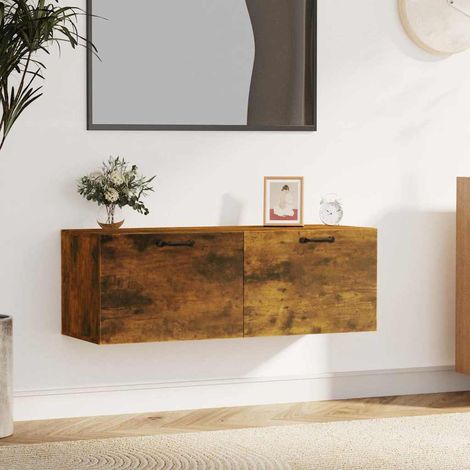 817612 vidaXL Wall Cabinet Smoked Oak 100x36,5x35 cm Engineered Wood (1/5)
