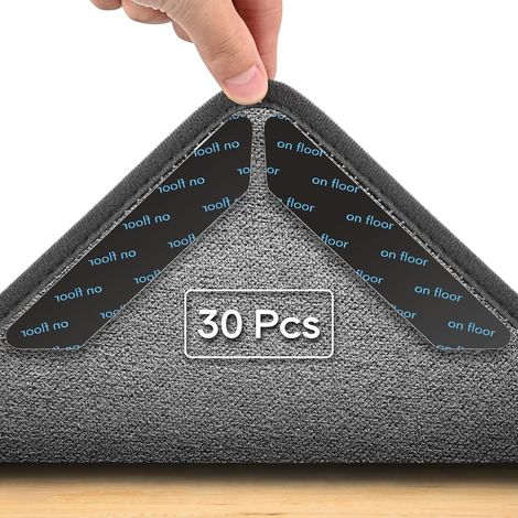 30 pièces autocollants antidérapants pour tapis, clips antidérapants pour tapis, réutilisables, adaptés aux sols, fixation double face (1/5)