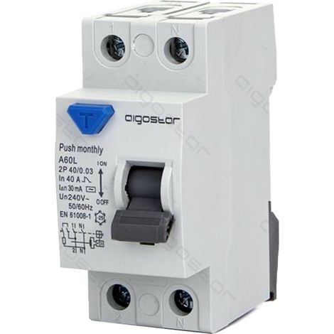 INTERRUTTORE DIFFERENZIALE SALVAVITA AC 2P 40A 30mA 240V PROTEZIONE DA DISPERSIONE VERSO TERRA (1/4)