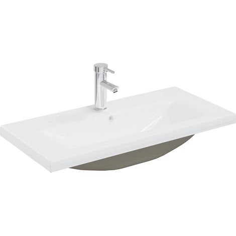 Lavabo encastré Vasque à poser Luxueux, Bac à laver, avec robinet 81x39x18 cm Céramique Blanc OIB5824E (1/5)