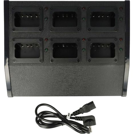vhbw 6-fach Ladegerät kompatibel mit Kenwood TK-2300VP, TK-2212M, TK-2217, TK-2212, TK-2300 Funkgerät-Akkus - Ladestation, 8,4 V