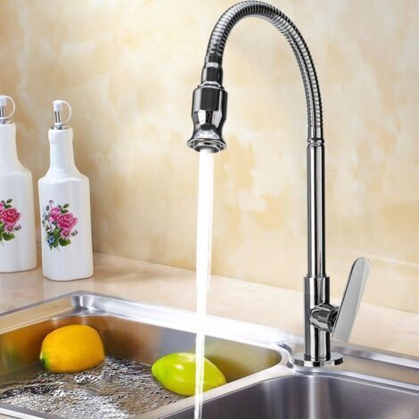 Robinet Cuisine Rotatif 360° Monotrou Flexible, Eau Froide, Idéal pour Cuisine et Jardin, Application Extérieure (1/5)