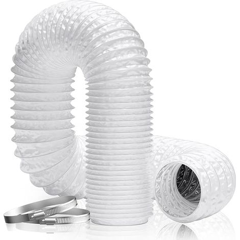 Hon&Guan Tuyau de ventilation flexible 150 mm × 5 m Conduit d’air en PVC et feuille d’aluminium pour sèche-linge, extracteur d’air, chauffage et climatisation (Ø150mm, 5 Mètres, Blanc) (1/5)