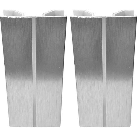 Conector de zócalo multiángulo de PVC – Conector para base de cocina – Altura 150 mm – Acabado en aluminio cepillado – Conexión limpia y estéticamente agradable (1/4)