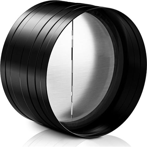 150mm Ventilation Duct Connector with Check Valve, Duct Reducer, Unidirectional Flow Duct, Black Galvanized Steel, Rubber Seal (1/5)