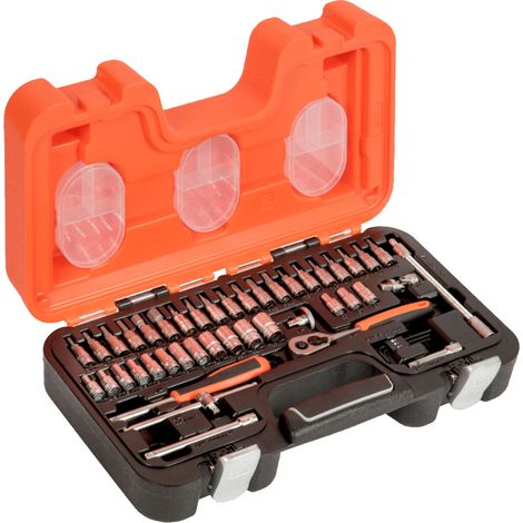 Bahco S460 - 1/4 Square Drive Socket Set with Metric Hex Profile and Socket Drivers, 46pcs