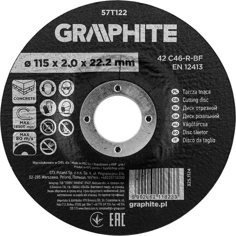 Disco de corte de corindón para hormigón 115 x 2,0 x 22,2 mm, 42 C46-R-BF, convexo (1/5)