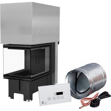 Intelligenter Kamineinsatz KRATKI NBU 500/700 11 kW Ø 200 mit Schiebetür schwarz Verkleidung MSK GLASS (1/5)
