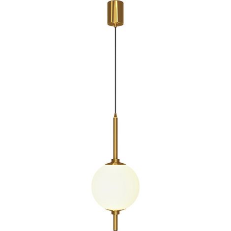 Maytoni The Sixth Sense Plafonnier suspendu moderne en forme de globe en laiton, 3 000 K, 500 lm, abat-jour blanc