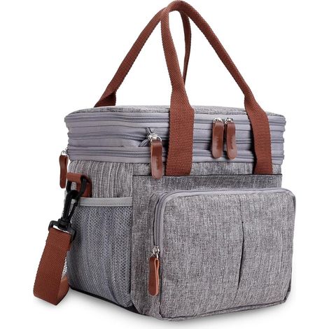 Lunch bag for women and men, expandable double-layer lunch box, large lunch bags, leakproof, insulated, reusable, lunch cooler bag (1/5)