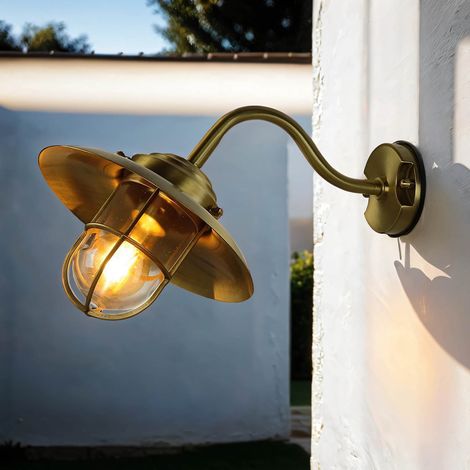 Außenlampe Wand IP43 E27 Messing massiv Maritim Außenwandlampe Terrasse Hof
