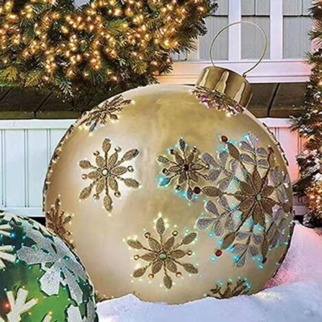 Boule de Noël géante 60 cm, boule de Noël gonflable en plein air, décoration de Noël pour la maison (1/5)