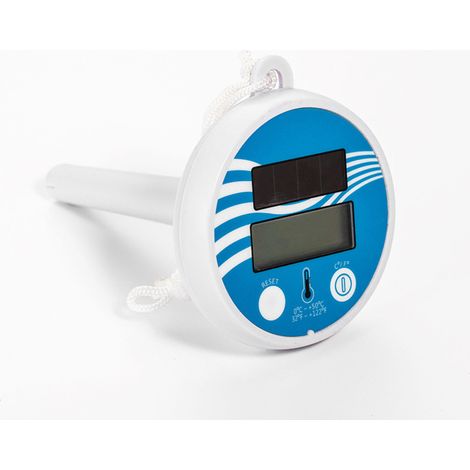 Testeur de température sans fil à énergie solaire pour piscine, bassin de baignade et baignoire, étanche, avec affichage numérique LCD et flotteur. (1/5)