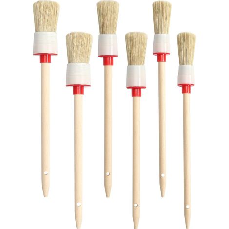 Pinceaux Ronds en Bois,6 PCS Pinceaux à Rechampir Arrondis Pinceau Rond en Bois Pinceau à Lasure pour Peinture et Nettoyage,Pinceauxs de 20/25/30mm (1/5)