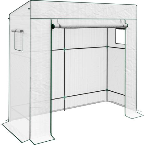 PE Cover Walk-in Outdoor Greenhouse, White