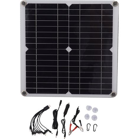 Panneau Solaire 12W 18V Haute Efficacité Monocristallin avec Sortie USB-C pour Voiture Bateau Camping Extérieur (1/5)