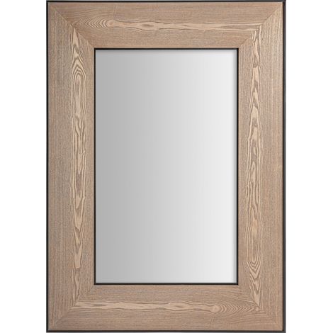 Miroir art déco en frêne clair et fer noir - frêne brun clair et noir (1/4)