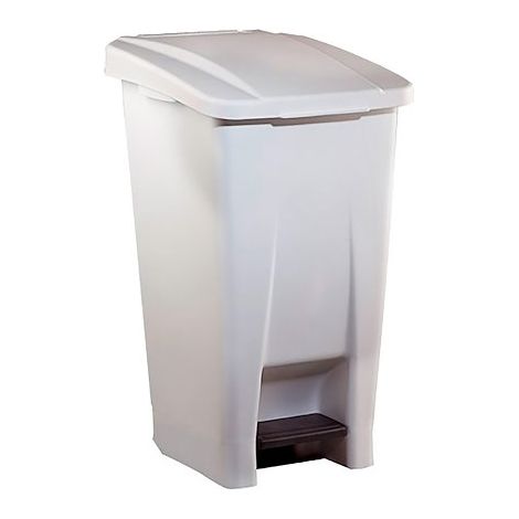 Poubelle Mobile A Pedale Plastique 60 L - Blanc Couvercle Blanc (1/4)