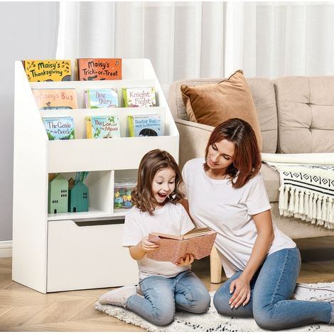 MEUBLIV Kinderbücherregal 60 x 29,9 x 90 cm weiß – mit Schublade (1/5)