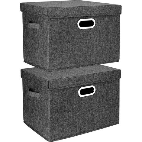 2er-Set Aufbewahrungsboxen, 44 x 30 x 29 cm, Polyestergewebe, faltbar, waschbar, schwarz (1/5)