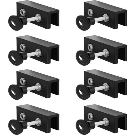 Verrou de fenêtre coulissante avec clés verticales et horizontales - Verrou de sécurité réglable - Limiteur de fenêtre de sécurité durable - Limiteur de fenêtre réglable (Noir, 10 mm, long) (1/4)