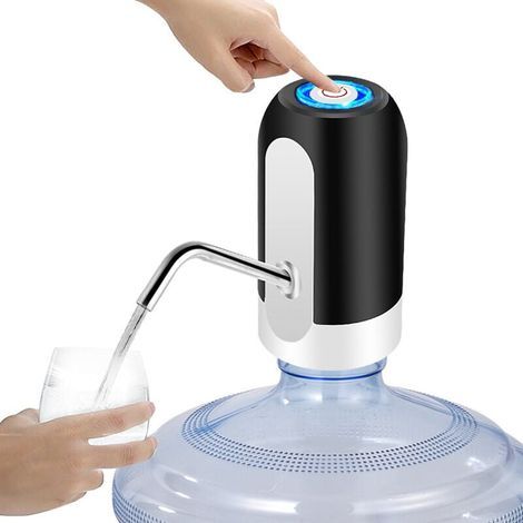 Wasserflaschenpumpe, automatischer Wasserspender, tragbarer, USB-aufladbarer elektrischer Schalter für universelle 3-5-Gallonen-Flaschen für Zuhause, Büro und Outdoor-Gebrauch (schwarz) (1/4)