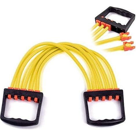 Extenseur thoracique réglable à 5 tubes pour la poitrine, les épaules et les bras-jaune- (1/5)