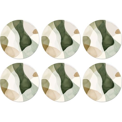 SOTTOBICCHIERI Set di 6Japandi - Astratto - Verde 10x10 cm (1/5)