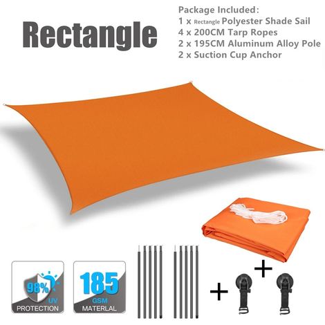 (Orange, 2x3M) Auvent de voiture, tente de toit de camping, imperméable et résistant aux UV. (1/4)