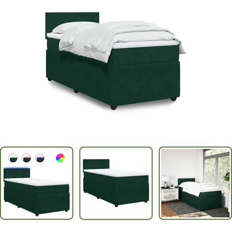 vidaXL Surmatelas - Sommier à lattes de lit avec matelas Vert foncé 90x190 cm (1/5)