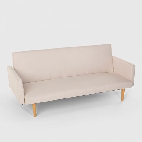 Divano letto 3 posti clic clac in tessuto reclinabile design nordico Perla - Beige