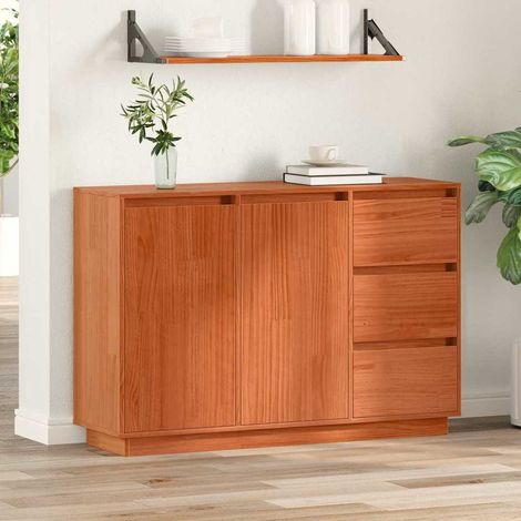 Buffet avec tiroir-Meuble de rangement Marron 111 x 34 x 75 cm Bois de pin massif 720480 (1/5)