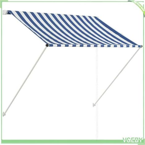Auvent rétractable - FAFEICY - 145889 - Bleu et blanc - 100 x 150 cm - Résistant eau & UV (1/5)