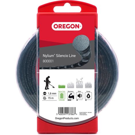 Oregon Nylium Silencio Filo da Taglio Rotondo per Decespugliatore, Tosaerba e Tagliabordi in Nylon Robusto e Flessibile, Adatto alla maggior parte delle marche, 1,6 mm x 15 m (1/5)