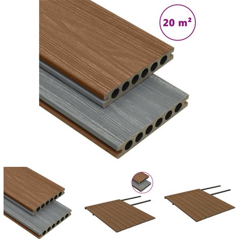 Terrassendielen Set - vidaXL WPC Terrassendielen mit Zubehör Braun und Grau 20 m² 4 m - Terrassendielen Zubehör (1/5)