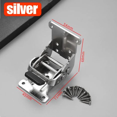 (Argent - Lot de 2) Support pliable avec charnières autobloquantes à 90° pour pieds de table et meubles - Quincaillerie pour outils et accessoires (1/5)