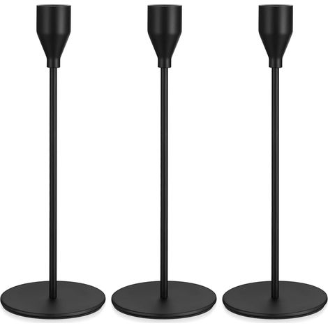 CCYKXA  3-Piece Black Candle Holders, Metal Chandelier Candlesticks, Tapered Candle Holders, Wedding Candlestick Decoration, Vintage Candlestick for Table Decoration, Birthdays, Home