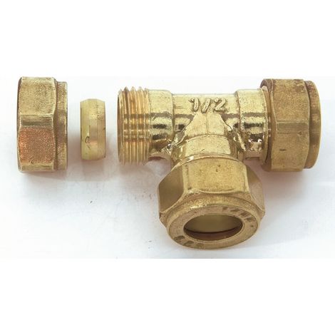 Doppelkonischer T-Verbinder aus Messing D.16 für Kupferrohr QUICK PLOMBERIE